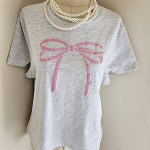 DAISY STREET JUNIOR PINK BOW T SHIRT